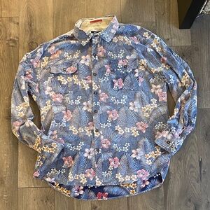 Tommy Bahama Beach Cord Long Sleeve Corduroy Floral Button Up Shirt Size XL S71